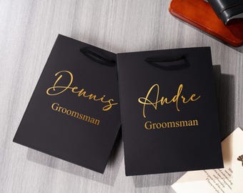 Bolsas de regalo personalizadas para padrinos de boda, bolsas de regalo con nombre, bolsas de regalo para padrinos de boda, bolsas de regalo negras, bolsas de regalo de agradecimiento, bolsas de regalo de cumpleaños, regalos de boda