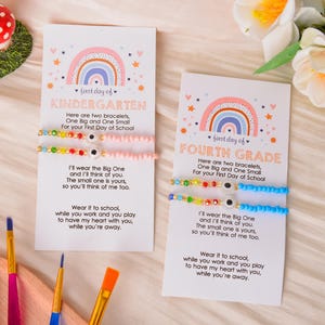 First Day of Kindergarten,Family Bracelet Set,Back to School Gift,Anxiety Gift For Kids,Rainbow Matching Bracelets,Mom and Me Bracelets Set