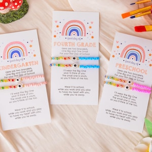 Back to School Bracelet Set,First Day of Kindergarten,Mommy and Me Charm Bracelet,Preschool Bracelet,Matching Bracelet,Beaded Jewelry