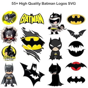 Pacote com mais de 55 imagens SVG e PNG de heróis morcegos | Clipart de super-heróis para artesanato infantil, adesivos, camisetas e muito mais | Download digital