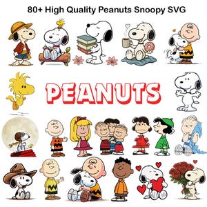 Snoopy SVG Bundle | 80+ Adorable Snoopy SVG & PNG Designs | Peanuts Cartoon Dog Clipart | Instant Digital Download for Cricut Sublimation