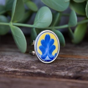 Vintage China Ring – Handmade Stainless Steel Jewelry from Broken Porcelain | Romantic Gift for Her | Adjustable Size