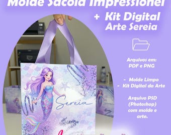 Impressed Bag Template + Mermaid Art
