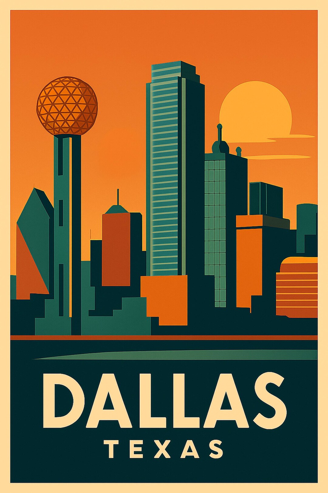 Dallas TX Minimalist Retro Poster Digital File - Etsy