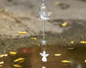 Carillon éolien ange personnalisé avec pierres de naissance, cadeau commémoratif, nom gravé personnalisé, décoration souvenir de sympathie
