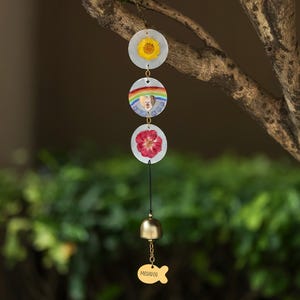 Custom Birth Flower Memorial Wind Chime | Mother-of-Pearl Shells | Tribute with Custom Photo
