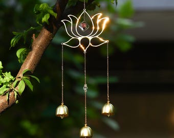 Carillon éolien Lotus de guérison avec fleur de naissance, décoration personnalisée pour la pleine conscience, douce clochette suspendue pour la paix et le renouveau