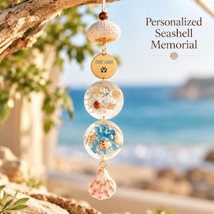 Personalized Seashell Memorial Hanging,Custom Engraved Pet Memorial Gift,Ocean Keepsake Decor,Coastal Remembrance Ornament