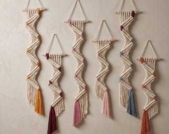 Macrame Wall Hanging, Woven Boho Wall Decor, Geometric Fiber Wall Art, Housewarming Gift, Bedroom Living Room Decor