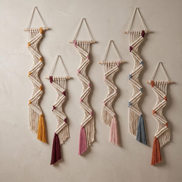 Macrame Wall Hanging, Woven Boho Wall Decor, Geometric Fiber Wall Art, Housewarming Gift, Bedroom Living Room Decor