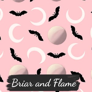 Celestial Halloween Seamless Pattern: Moon, Bats, Stars (PNG Download)
