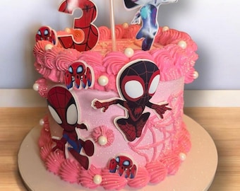 Girl Spider Theme Cake Topper