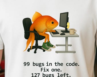 オタクなプログラマーの魚Tシャツ、面白いプログラマーギフト、皮肉なミームパパTシャツ