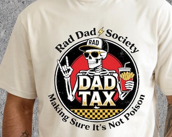 Papa Steuer-Shirt, Rad Dad Society T-Shirt, cooles Dads Club Sweatshirt, Komfortfarben Skelett Papa Grafik Meme Shirt, bestes Papa Geschenk