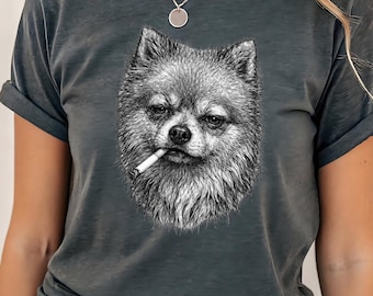 Camiseta Comfort Colors® Pomerania, Camiseta con cara de perro, Camiseta divertida con meme de perro, Camiseta de perro cansado, Regalo Pomerania