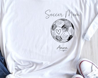 Camiseta personalizada para mamás futbolistas, camiseta personalizada para mamás futbolistas, camiseta con corazón de balón, camiseta infantil con dibujo, regalo para mamás futbolistas