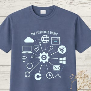 Networked World T-Shirt, Computer Science Shirt, Tech Support Gift, Programmer Shirt, Digital Tech Aesthetic