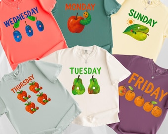 Chemises très affamées de couleurs de confort de chenille, sweat-shirt de chenille livresque et cadeau de fruits