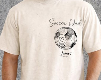 Camiseta personalizada para papá futbolista, camiseta personalizada para papá futbolista, camiseta con corazón de balón, camiseta infantil con dibujo, regalo para papá futbolista