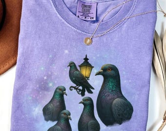 Comfort Colors Retro Pigeon Graphic Tee, Vintage Grunge Bird Lover Shirt