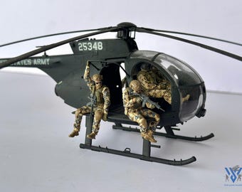 1/35 Scale MH-6J Little Bird Model - Custom Built Delta Force Diorama w/ 6 Figures