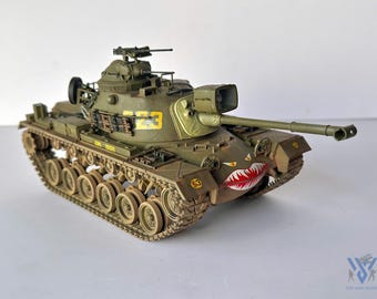 Finished M48A3 Patton Tank Model 1/35 - Tamiya Kit - Vietnam War US Army Armor with Sharkmouth Art