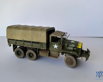 Hand-Built & Weathered 1/35 M54A2 Military Truck Model - Expertly Finished US Army Collectible
