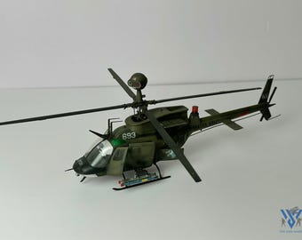Pre-Order, Handcrafted OH-58D Kiowa Warrior Model - US Army 1/35 Scale - Professional Aviation Art
