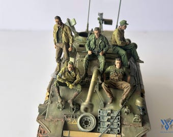 Pre-Order, 1/35 WWII US Army Tankers Team – Realistic Hand Painted Resin Figures for Diorama and Scale Model Display (5 Figures, No Tank )