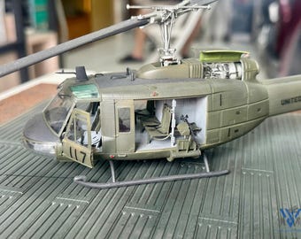 Hand-Built 1/48 UH-1D Huey (Kitty Hawk Kit) - Highly Detailed and Weathered Military Chopper
