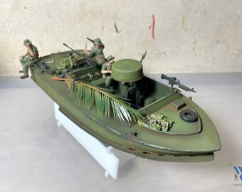 Maquette d'embarcation de soutien Light Seal LSSC finie 1/35 - Kit dragon de Shanghai - Bateau des Navy SEALs de la guerre du Vietnam - Construit et patiné
