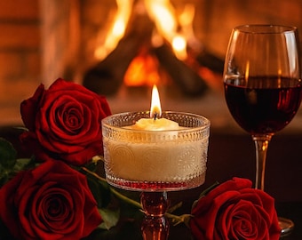 Vela aromática de rosas – Cera de soja de lujo, elegante presentación para regalo