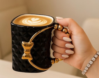 Taza de Café con Forma de Bolso: Taza de Café con Leche de Cerámica - Regalo para Chicas