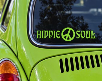 Hippie Soul Peace Sign Vinyl Window Decals Avail in several sizes and colors.