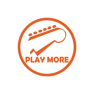 Play More Guitar round Vinyl Window Decal Pick Your Size and Color