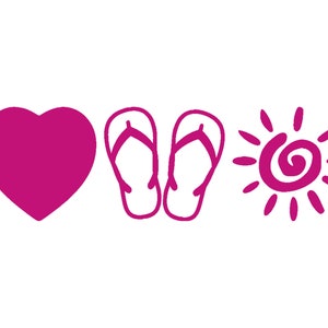 Love Flip Flops Sun Vinyl Window Decal Pick Your Size and Color