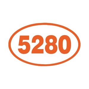 May include: An orange oval with the number 5280 in the center. The numbers are in a bold, sans-serif font. The background is plain white.