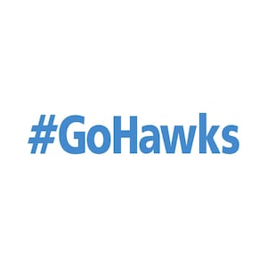 Hashtag GO HAWKS Vinyl Window Decal Pick your size and color