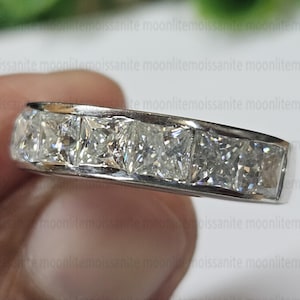 Solid Gold Princess Cut Moissanite Half Eternity Band