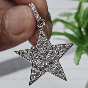 Moissanite Star Pendant Necklace: Round Cut, DGLA Certified