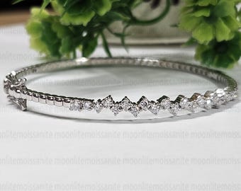 Moissanit Armreif, 14K Weißgold überzogen, Geschenk zum Jahrestag