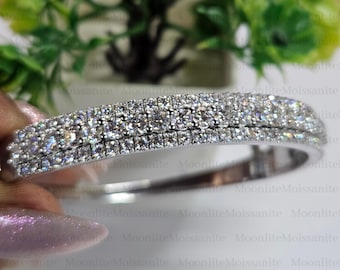 Moissanit Armreif: 14K Weißgold überzogener Hochzeitsschmuck