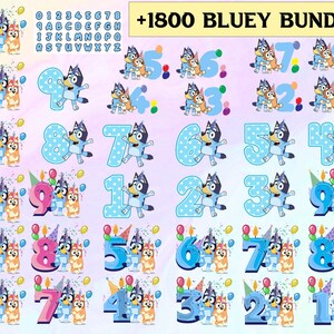 1800+ Bluey Birthday Dog and Friends Svg, Cartoon Characters Clipart, Transparent Png, Cut file for Cricut, Bluey Dog Birthday, Bluey School