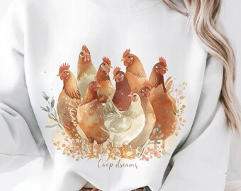 Coop Dreams Huhn Sweatshirt, Bauernhaus gemütlicher Herbst Rundhalsausschnitt