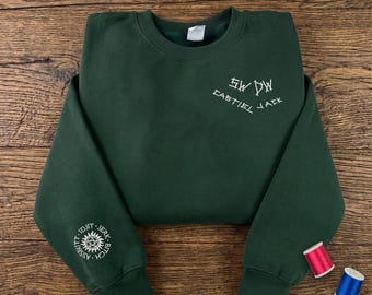 Supernatural Inspired Embroidered Sweatshirt – Castiel, Jack, SWDW Design, Anti-Possession Symbol, Fandom Gift, Unisex Crewneck