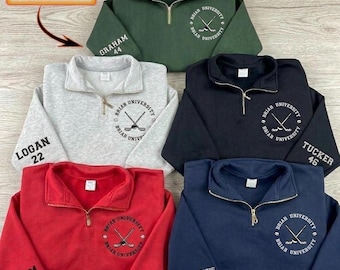 Custom Hockey Embroidered Shirt, Personalized Name Number Crewneck, Streetwear Style, Off Campus Series Shirt, Romance Reader Sweater