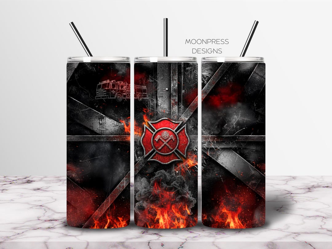 Red Firefighter PNG Flame Emblem Artwork Sublimation Steel Texture ...