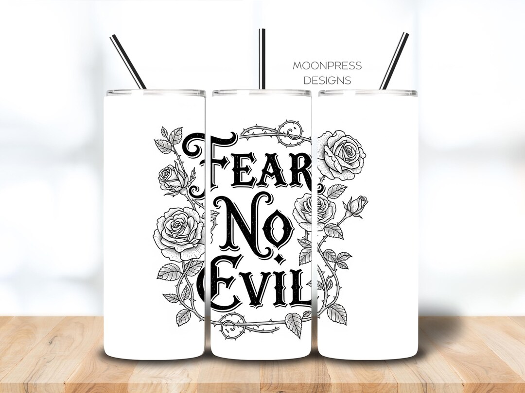 Fear No Evil PNG Gothic Roses Christian Line Art PNG Vintage Floral ...