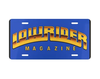 Lowrider Magazine logo Vanity Plate | Novelty License Plate, Blue & Gold