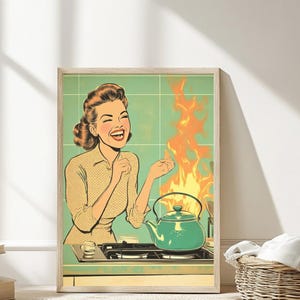 Retro Baking Art Print: Funny Kitchen Cafe Decor (Digital Download)